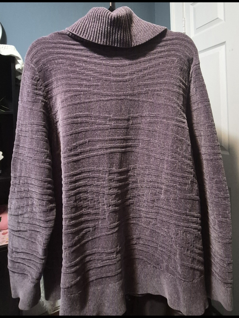 AnyBody Purple Cowl Neck Textured Sweater Sz L - Picture 3 of 3
